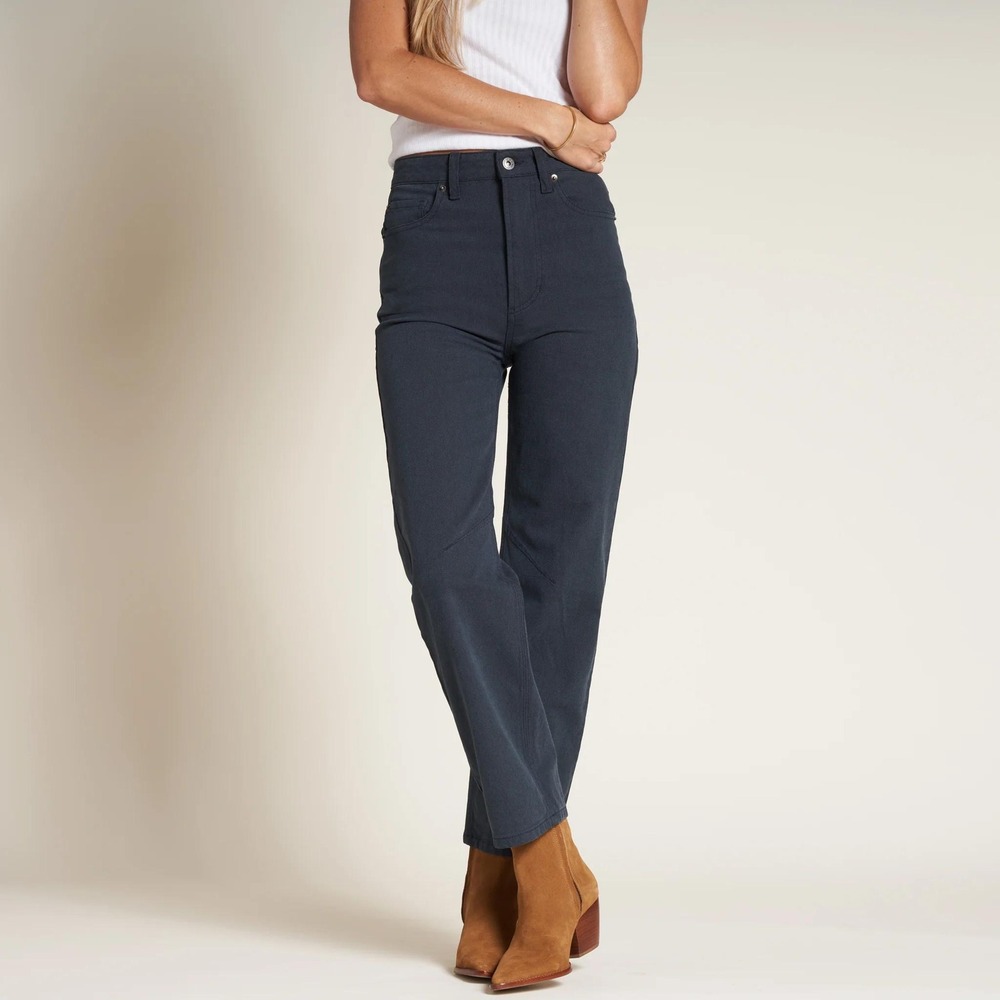 Rowan Merilee Wide Straight Leg Pant Seaport Navy Blue Canvas Size 25